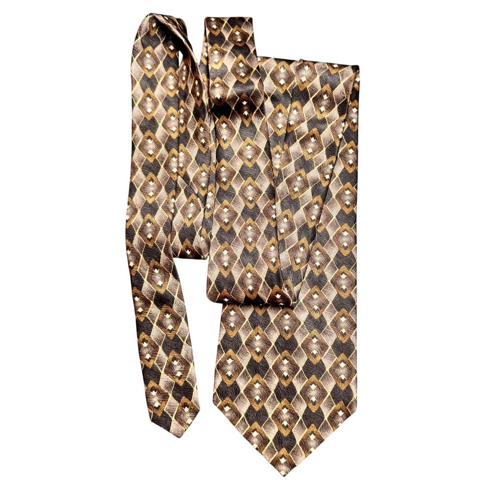 Vintage Louis Roth Mens 100% Silk Geometric Pattern Necktie 90s Y2K Business